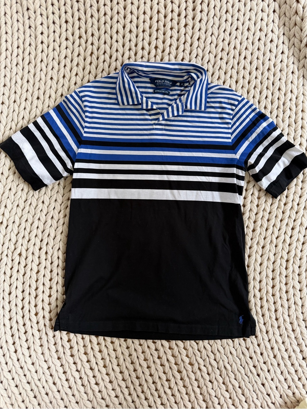 Polo Golf Ralph Lauren medium Men's Blue & Black Striped Polo Shirt